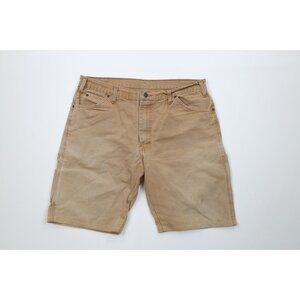Vintage 90s Y2K Dickies Mens 36 Distressed Canvas Dungaree Workwear Shorts Brown